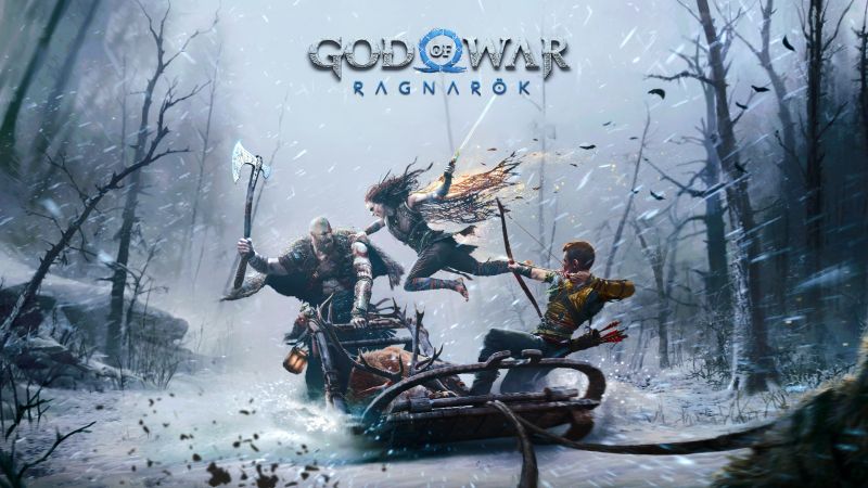 God of War Ragnarök, Key Art, Kratos, Freya, Atreus, 2022 Games, PlayStation 4, PlayStation 5, Wallpaper