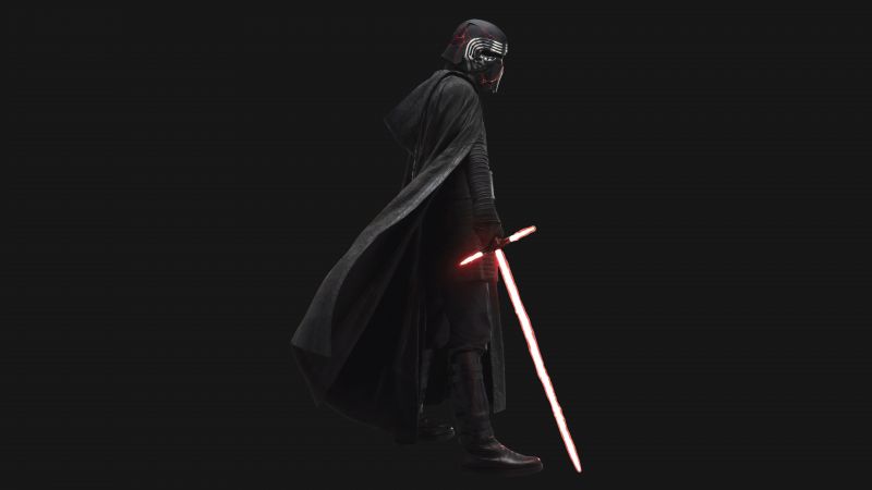 Kylo Ren, Star Wars: The Rise of Skywalker, Black background, 5K, 8K, Wallpaper
