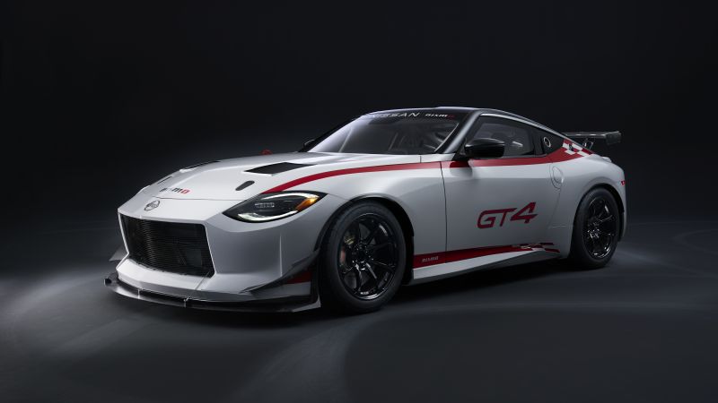 Nissan Z GT4, Race cars, Sports cars, Dark background, 5K, 8K