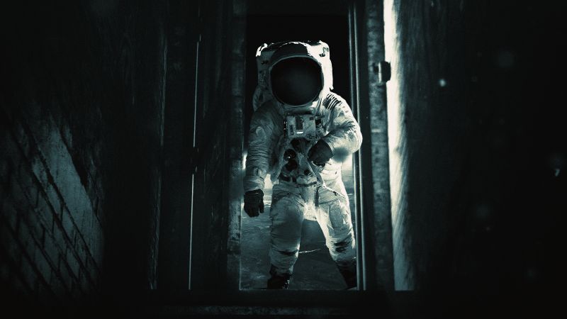 Astronaut, Exploration, Dark background, Space suit, Alone, Wallpaper