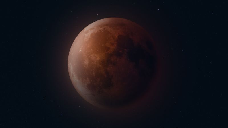 Blood Moon, Lunar Eclipse, Dark background, 5K, Wallpaper