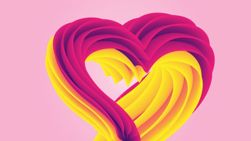 Love heart, Pink background, Heart shape, Aesthetic, Wallpaper