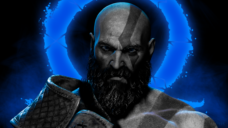 God of War Ragnarök, Kratos, Dark background, 2022 Games, Wallpaper