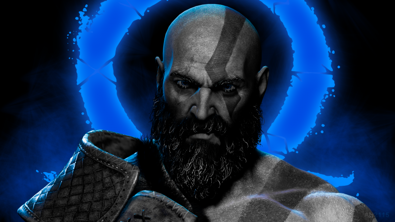 God of War Ragnarök, Kratos, Dark background, 2022 Games