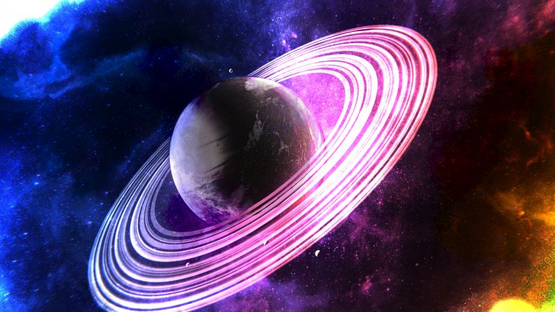Saturn, Rings of Saturn, Surreal, Pink rings, Colorful space, Dream planet, Aesthetic, Wallpaper