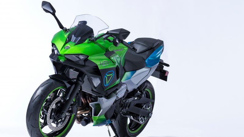 Kawasaki Ninja HEV, Electric Sports bikes, Hybrid bikes, 5K, White background, Wallpaper