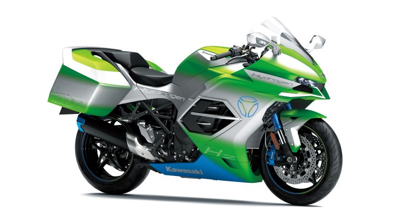 Kawasaki Hydrogen Motorcycle, Concept bikes, 2023, White background, 5K, Wallpaper