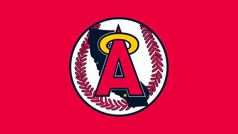 Los Angeles Angels, American baseball team, Red background, Angels Of Anaheim, 5K, Wallpaper