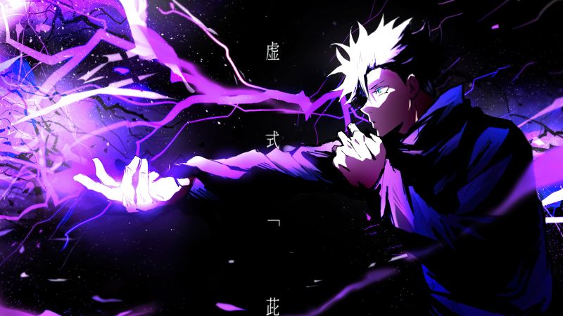 Satoru Gojo, Jujutsu Kaisen, Purple background, Wallpaper