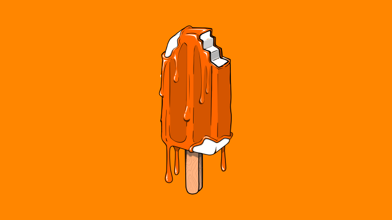 Drippy Popsicle, Ice pop, Chocolate bar, Orange background, 5K, 8K, 10K, Wallpaper