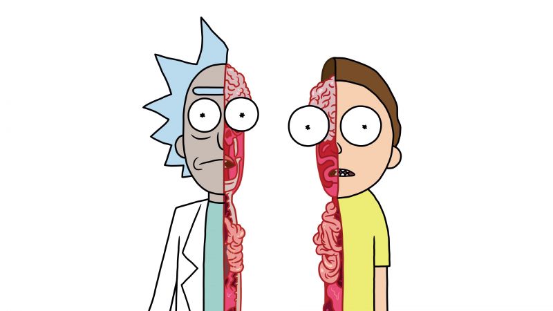 Rick Sanchez, Morty Smith, Rick and Morty, White background, Cartoon, Wallpaper