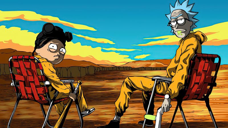 Rick and Morty, Breaking Bad, TV series, Rick Sanchez as Walter White, Morty Smith as Jesse Pinkman, Wallpaper