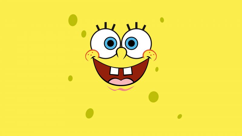 SpongeBob smiley face, Yellow background, Aesthetic Spongebob, Wallpaper