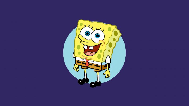 SpongeBob smiley face, Aesthetic Spongebob, Dark purple, 5K, Cartoon, Wallpaper
