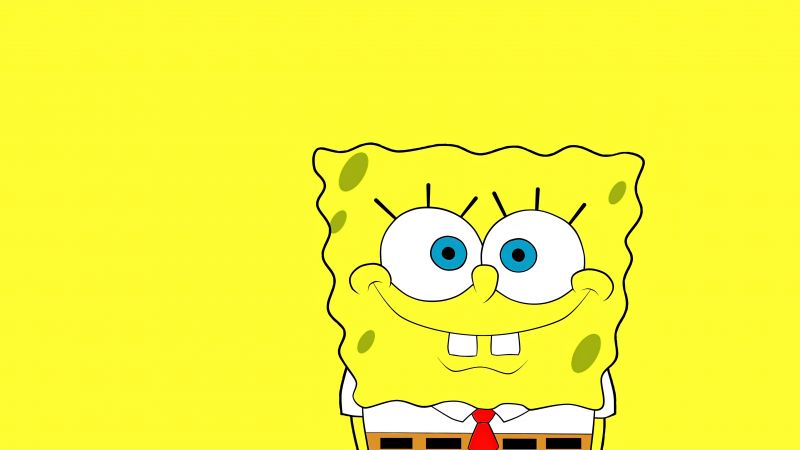 SpongeBob SquarePants, Aesthetic Spongebob, Yellow background, 5K, Cartoon, Minimalist, Wallpaper