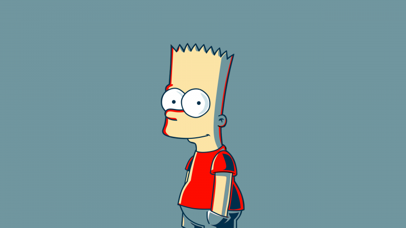 Bart Simpson, Minimalist, The Simpsons, Teal background, Pastel teal, 5K, Simple, Wallpaper