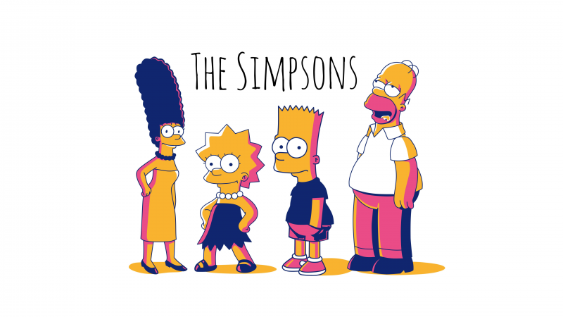 The Simpsons, Simpson family, Homer Simpson, Marge Simpson, Bart Simpson, Lisa Simpson, White background, Wallpaper