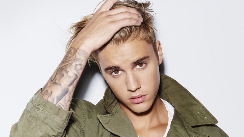 Justin Bieber, Canadian singer, White background, Wallpaper