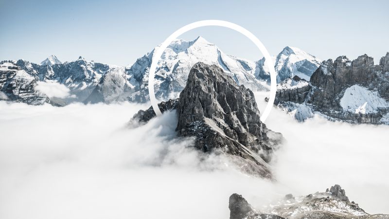 Alps mountains, Geometric, Snowcapped mountains, Winter, Natural Abstraction, Wallpaper