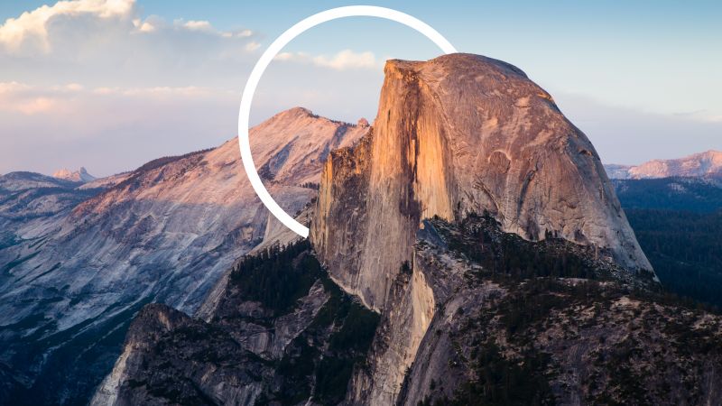 Half Dome, Granite dome, Yosemite Valley, Geometric, Yosemite National Park, California, Rock formations, Sierra Nevada mountains, 5K, Circle, Wallpaper