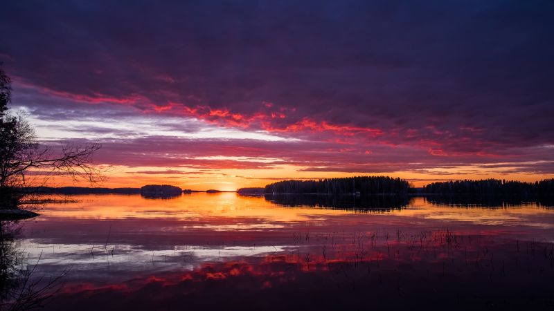 Kallavesi lake, Sunset, Finland, Kuopio, Scenic, Aesthetic, 5K, Wallpaper