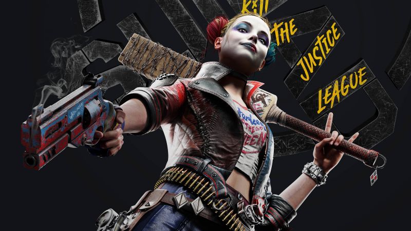Harley Quinn, Suicide Squad: Kill the Justice League, 2023 Games, PC Games, PlayStation 5, Xbox Series X and Series S, Dark background, Wallpaper
