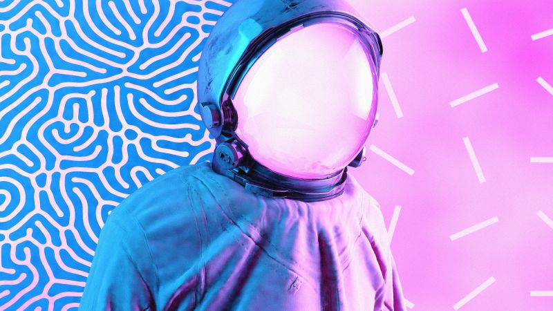 Space suit, Vaporwave, Pink background, Experiment, CGI, Faceless, Wallpaper