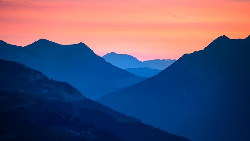 Col de la Madeleine, Sunset, Mountain pass, France, 5K, Scenic, Wallpaper