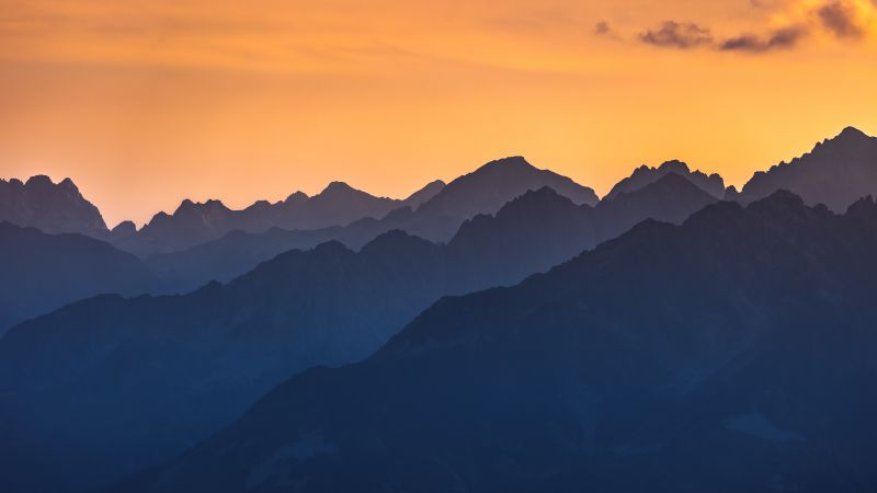 Mountain pass, Col de la Madeleine, Sunrise, France, 5K, Wallpaper