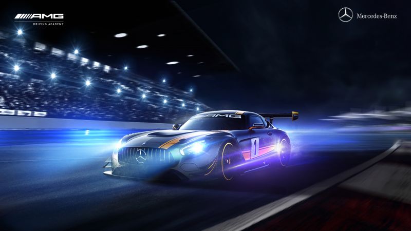 Mercedes-AMG GT R, Night, Racing track, Wallpaper