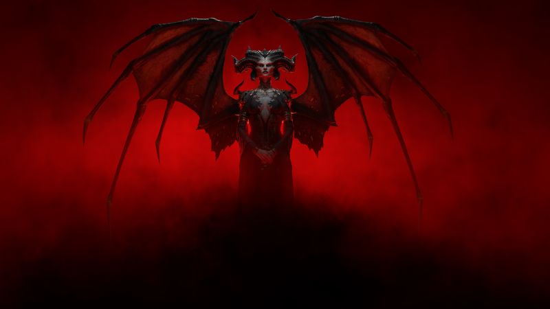 Lilith, Diablo 4, 2023 Games, Diablo IV, Red background, 5K, 8K, Wallpaper