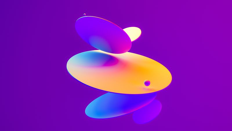 3D Render, Purple background, Shapes, Wallpaper