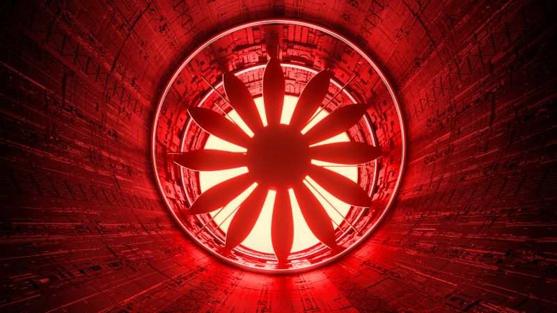 Exhaust fan, Tunnel, Red background
