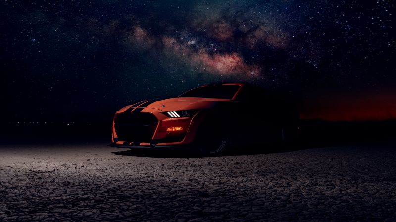 Ford Mustang Shelby GT500, Starry sky, Night, 5K, 8K, Wallpaper