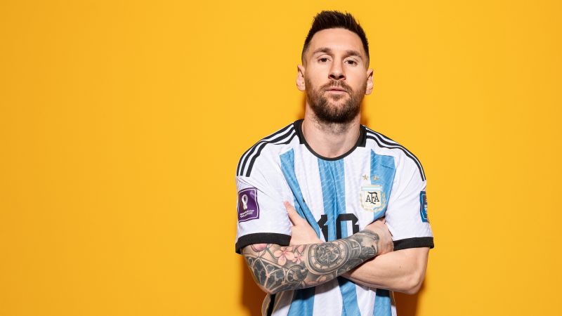 Lionel Messi, Soccer Player, Football player, Argentine footballer, Yellow background, Qatar 2022, Wallpaper
