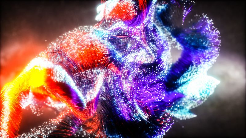 Particles colorful 3d glowing 