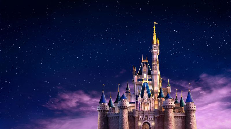 Cinderella Castle, Walt Disney World, Magic Kingdom Park, Theme Park, Bay Lake, Florida, 5K, Starry sky, Wallpaper