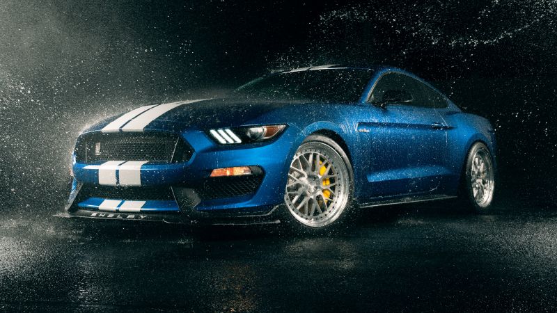 Ford Mustang Shelby GT350, Muscle sports cars, Dark background, Wallpaper