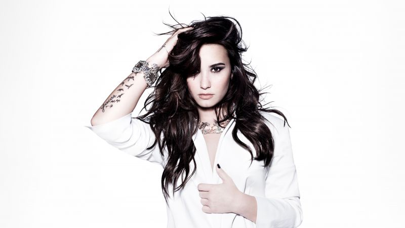 Demi Lovato, White background, 5K, Wallpaper