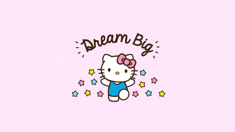 Dream Big, Inspirational quotes, Hello Kitty background, Pink background, Wallpaper