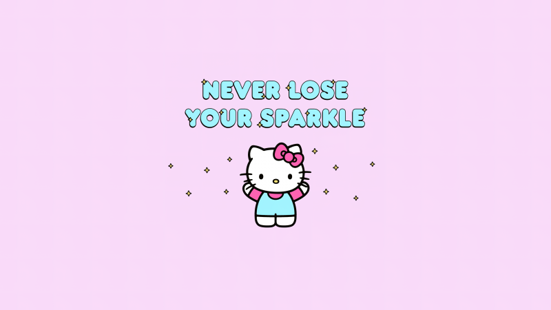Never lose your sparkle, Hello Kitty background, Motivational quotes, Sanrio, Wallpaper