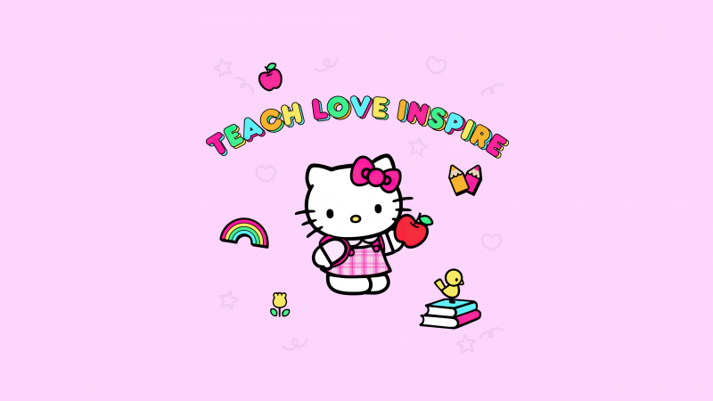 Teach, Love, Inspire, Hello kitty quotes, Pink background, Girly backgrounds, Hello Kitty background, Wallpaper