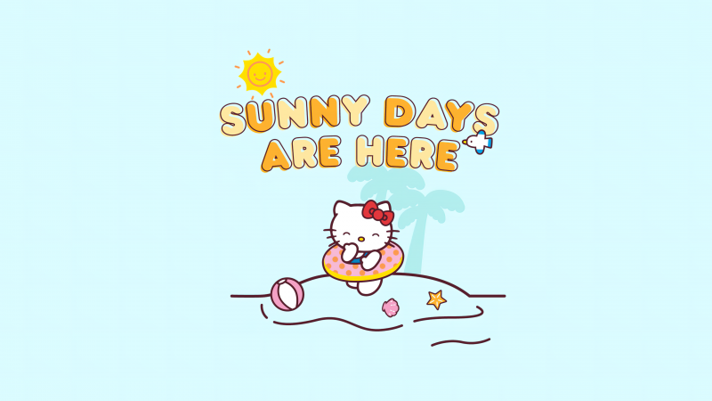 Sunny days are here, Hello Kitty background, Sanrio, Wallpaper