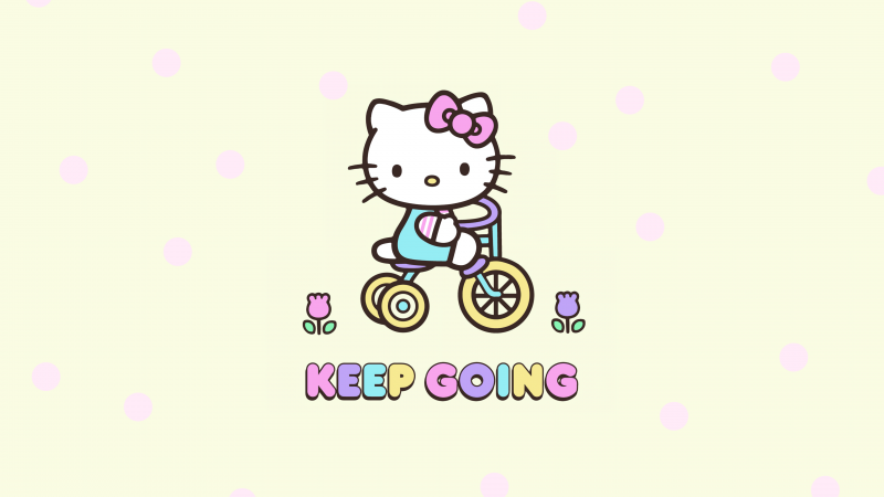 Keep going, Hello Kitty background, Inspirational quotes, Cartoon, Sanrio, Wallpaper
