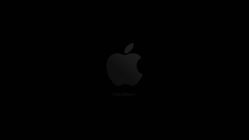 Apple logo, Think different, Minimal logo, 5K, Dark background, Wallpaper