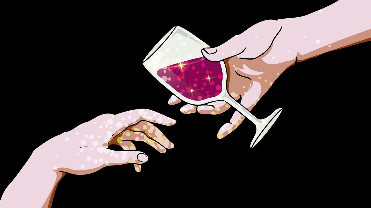 pink wine hands