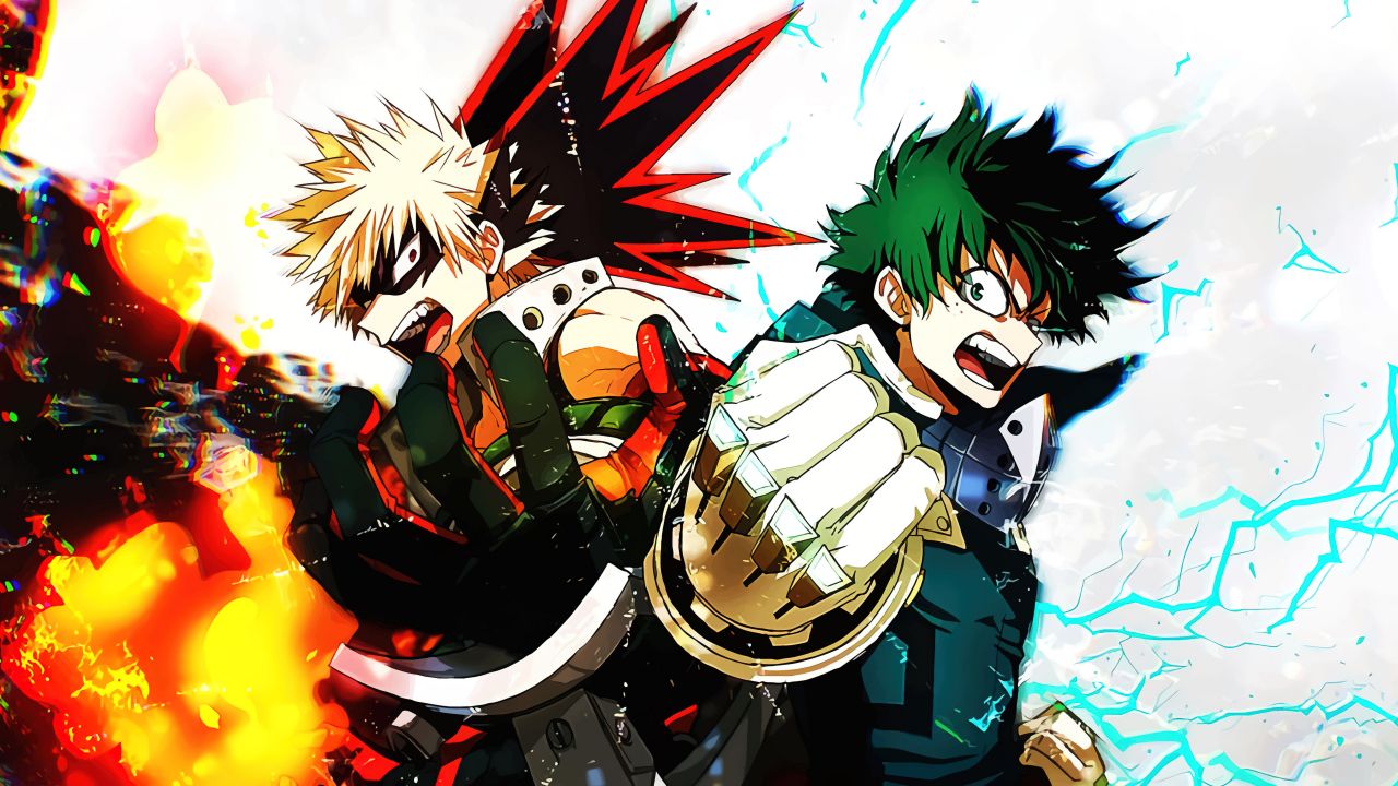 Katsuki Bakugo and Izuku Midoriya in My Hero Academia 4K Wallpaper