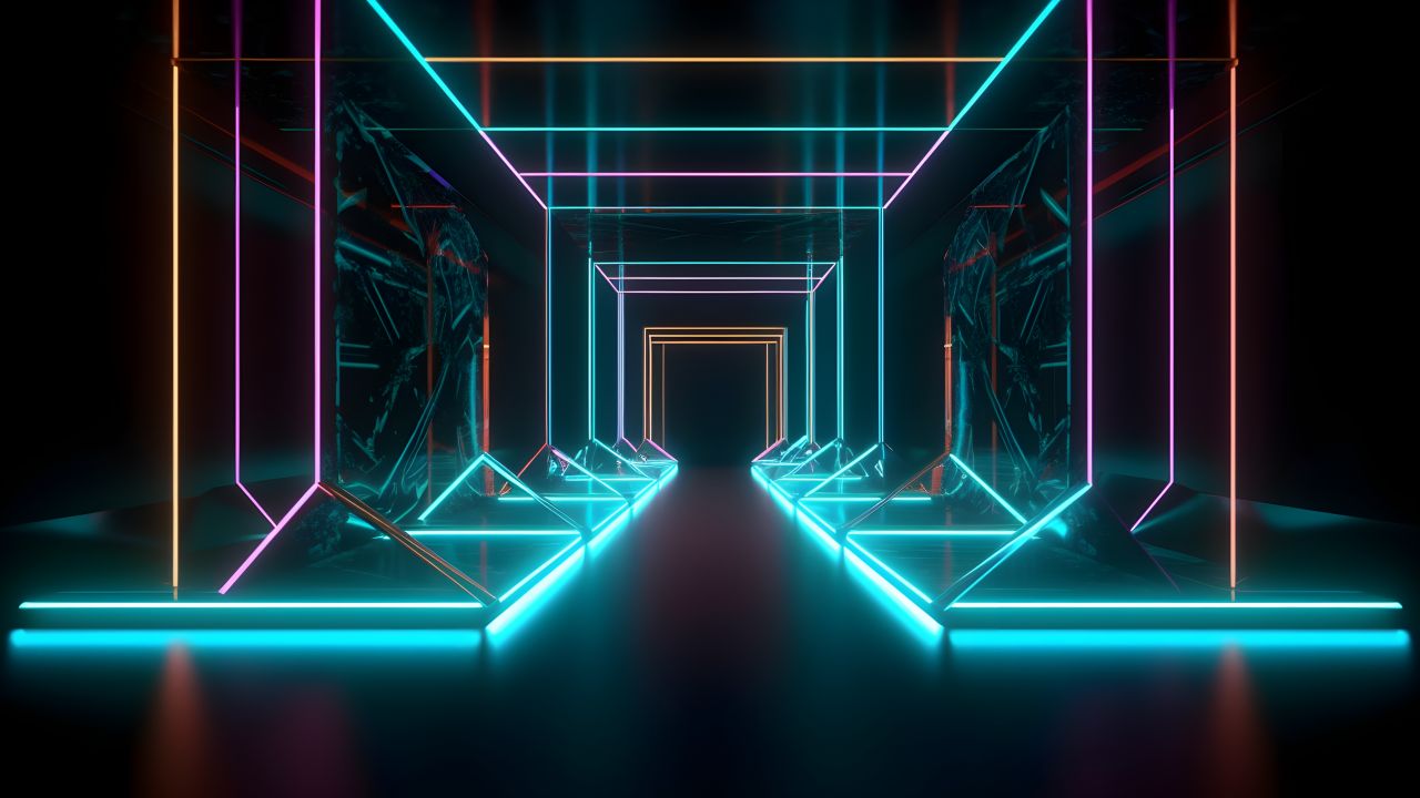 Neon lines Wallpaper 4K, Modern interior, Geometric, 5K