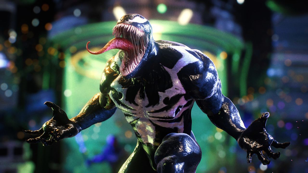 Venom Gameplay in Marvel's Spider-Man 2 4K Wallpaper