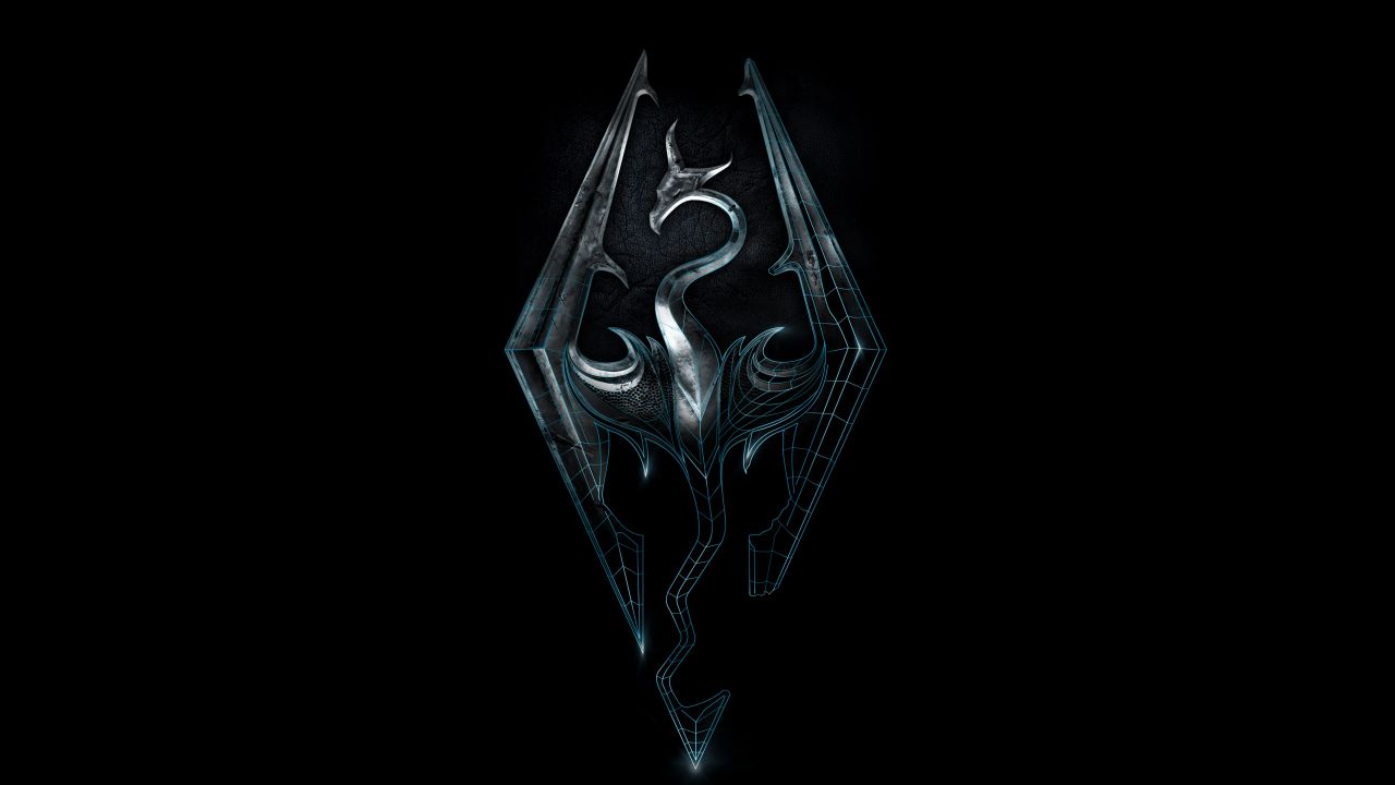 The Elder Scrolls V: Skyrim Wallpaper 4k, Logo, Black Background